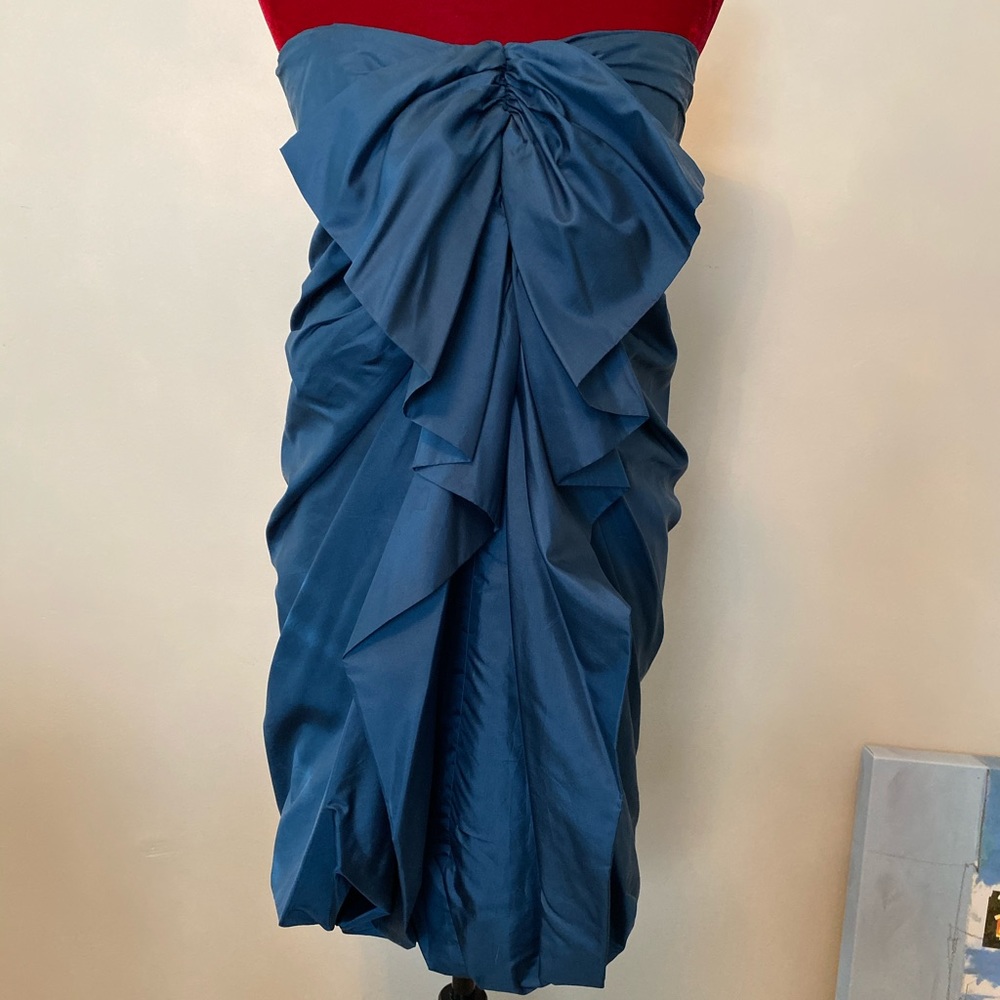 Phillip Lim 3.1 blue bubble ruffle strapless dress